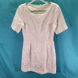 Jaspal Dressy White Textured Short Sleeve Dress S